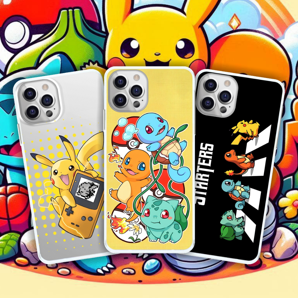 Capinha Pokémon Pokemon Inicias Pikachu Charmander Capa de Celular