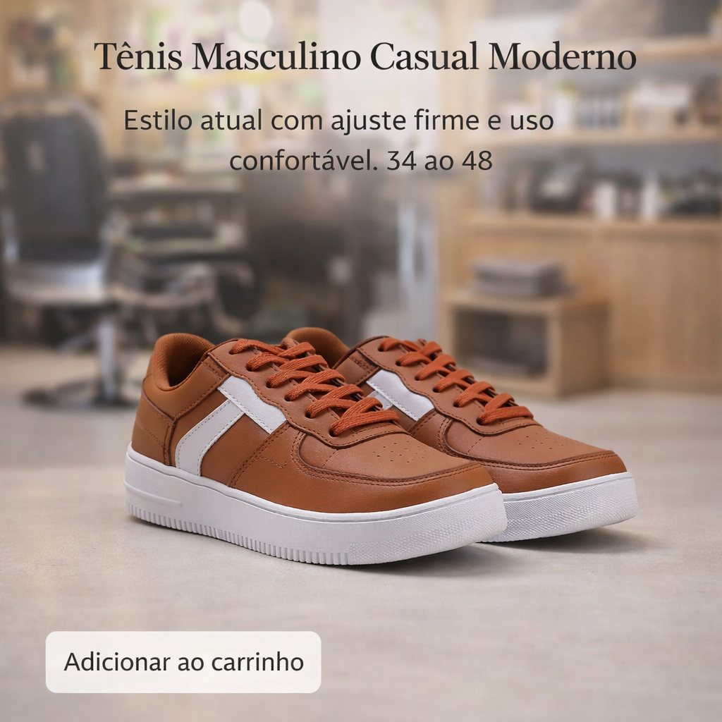 Tênis Masculino Casual Moderno - Tamanhos Especiais Com Ajuste Firme 34 a 48 - COMPRE AGORA