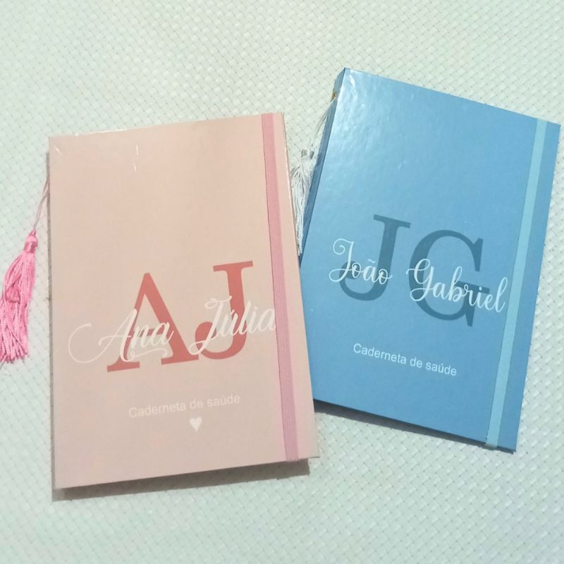 Capa para Caderneta de vacinação- Porta Caderneta de encaixe capa dura Personalizada com nome Cores Neutras