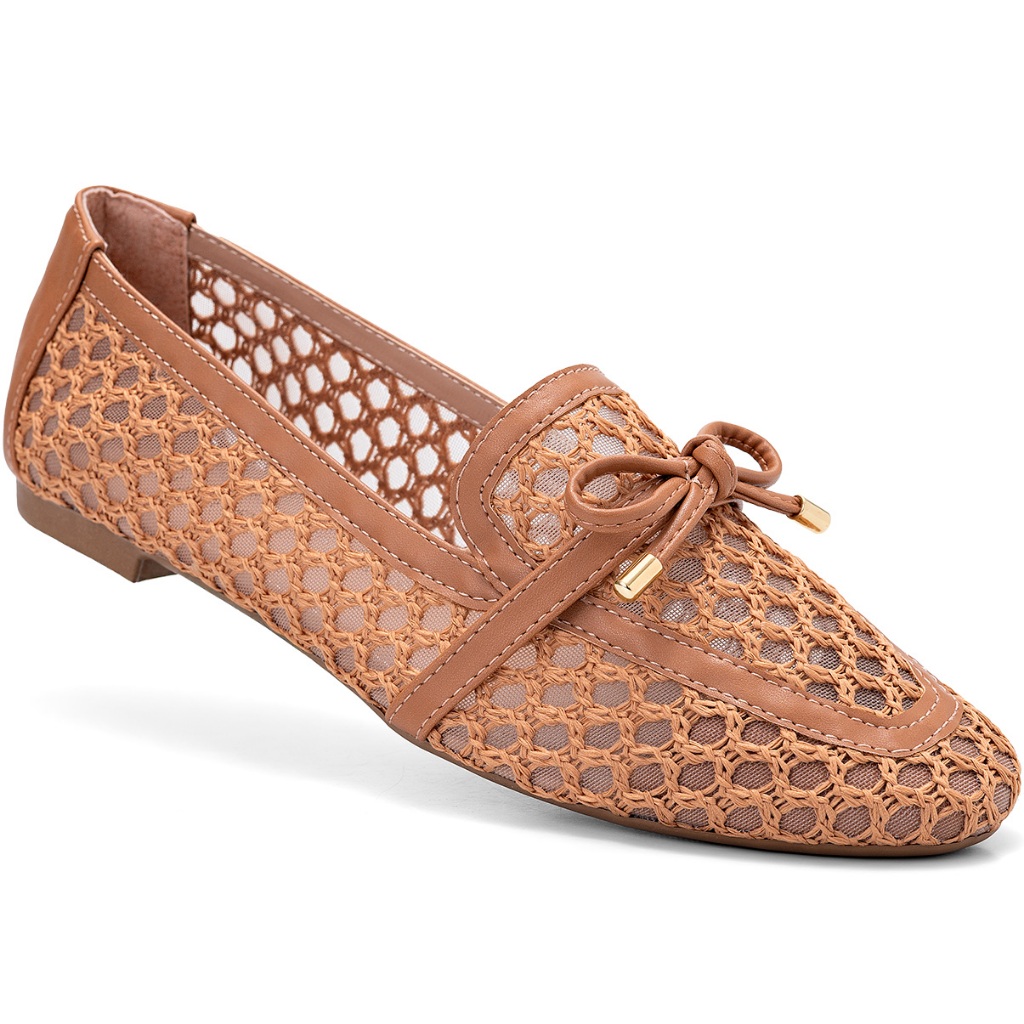 Mocassim Feminino Lumiss Material Natural Tela Bico Quadrado Confortável Enfeite Laço em Oferta na Shopee