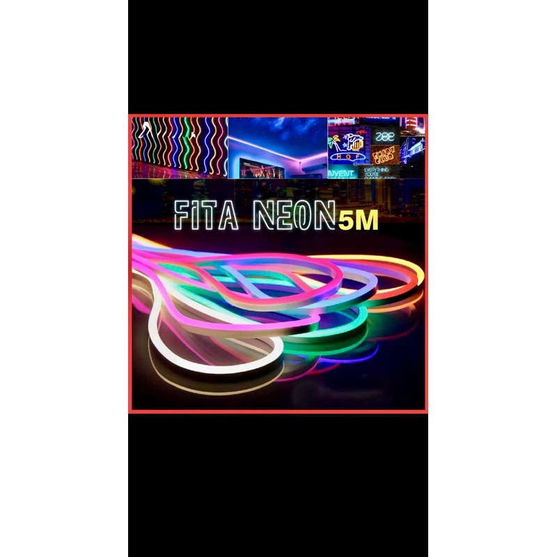 Fita de LED Mangueira Neon 5 Metros IP65 Flexível Com ou Sem Fonte | 8 Cores