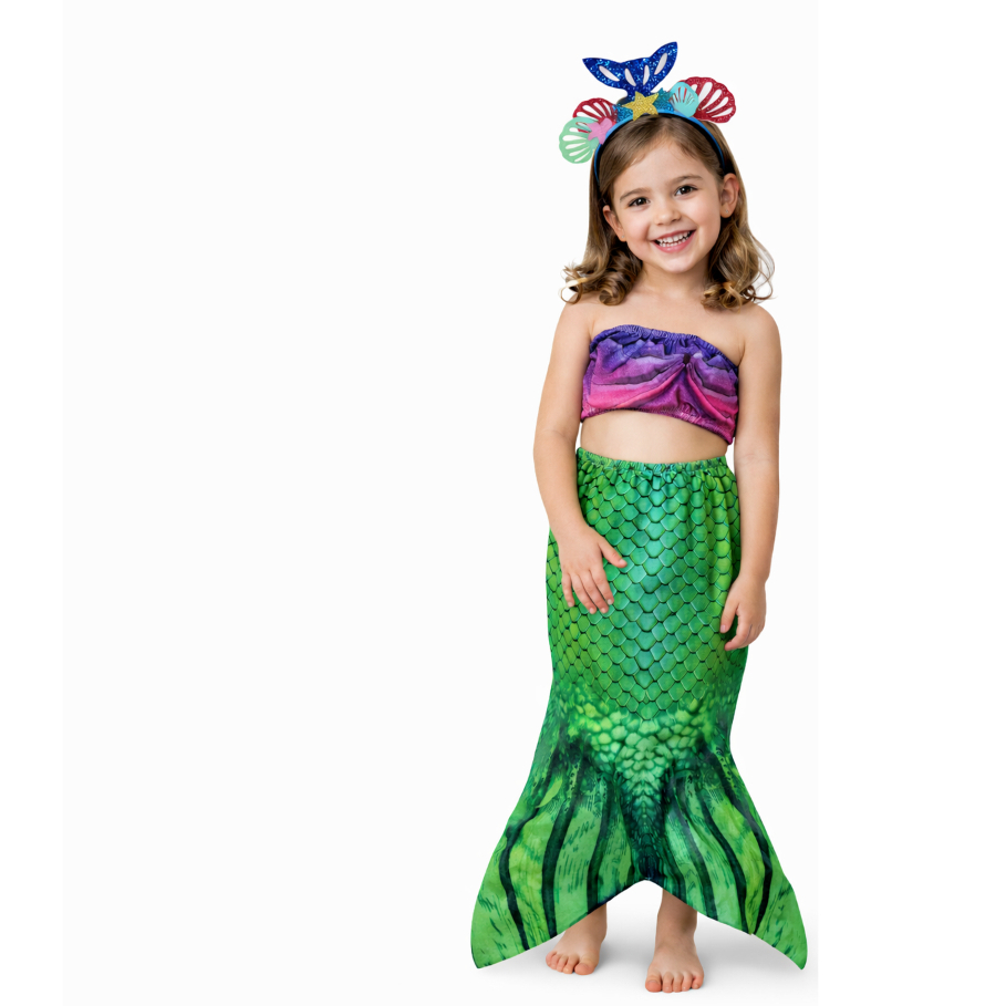 Fantasia Sereia Infantil Completa Cauda Top + Tiara Envio Já em Oferta na Shopee
