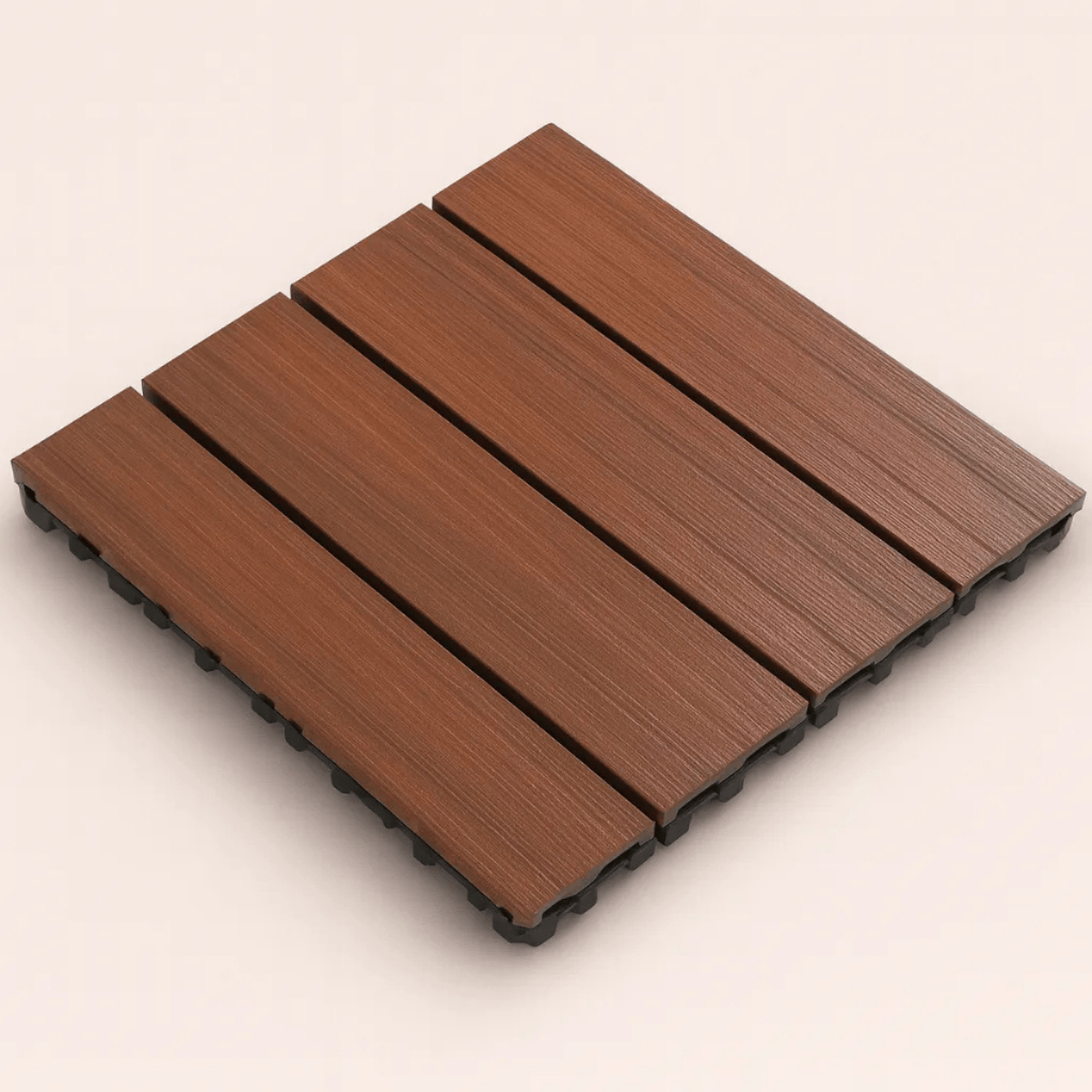 Kit Deck Modular Plástico Listrado 30x30cm Marrom