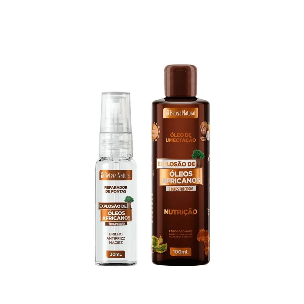 Kit Beleza Natural Óleo de Umectação + Reparador de Pontas Óleos Africanos bn.Cachos em Oferta na Shopee