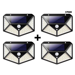 Kit 4 Luminária Solar de Parede 100 LED com Sensor de Movimento em Oferta na Shopee