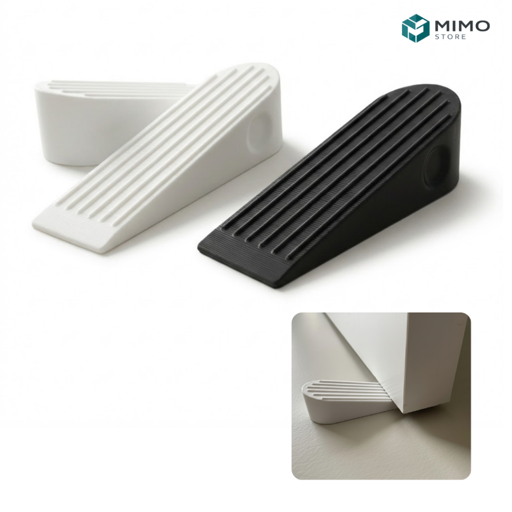 Trava de Porta Antiderrapante  – Cunha Forte Preta/Branca, Evita Batidas e Mantém Porta Aberta