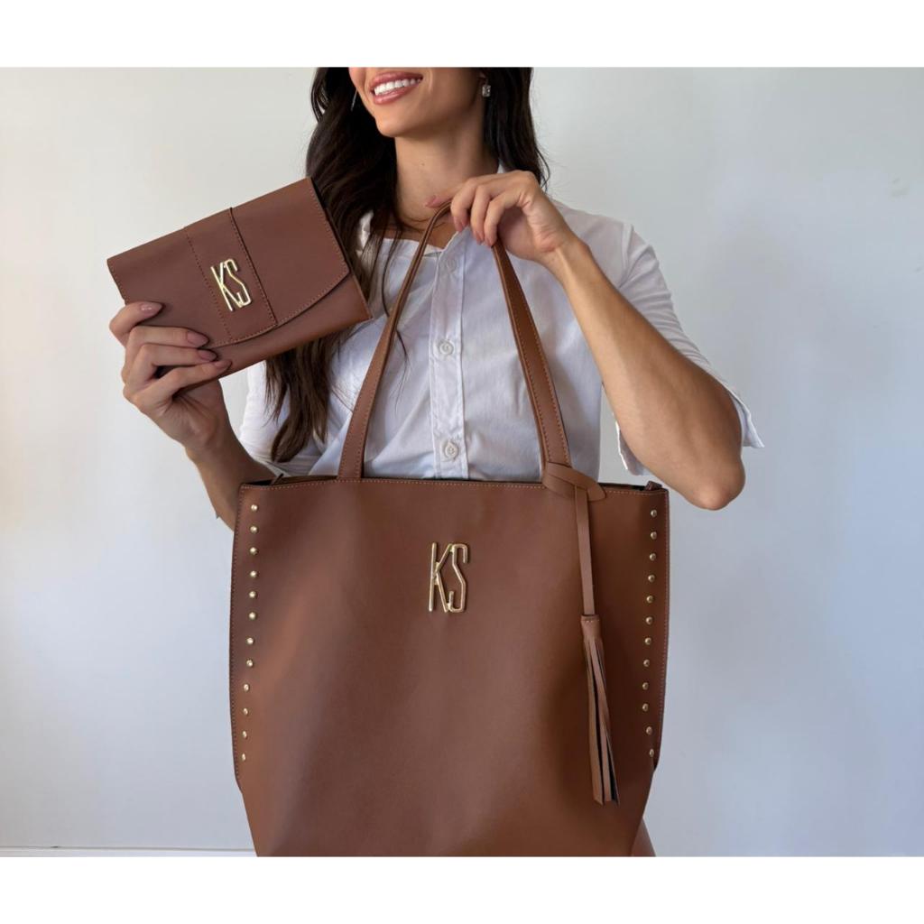 Bolsa Feminina Sacola Tote Grande Kit + Porta Documento Faculdade Trabalho Dia a Dia