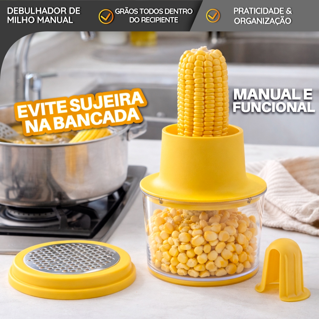 Debulhador Descascador Ralador Espiga Milho Recipiente Redondo 400ml