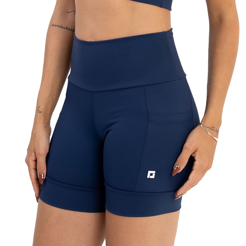 Short Feminino para Corrida Cós Alto Zero Transparência Bolsos Laterais Treino Academia Fitness