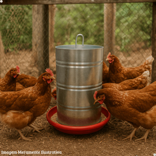 Comedouro Tubular Automático Pendurável 10Kg Aves Granja Galinheiro em Oferta na Shopee
