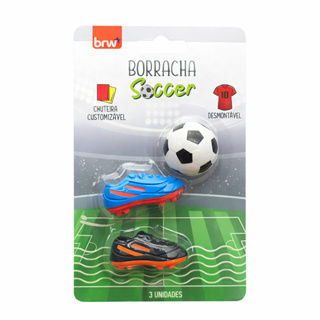 Borracha Escolar Infantil Futebol Soccer Desmontável com Chuteira – Kit 3 Unidades em Oferta na Shopee