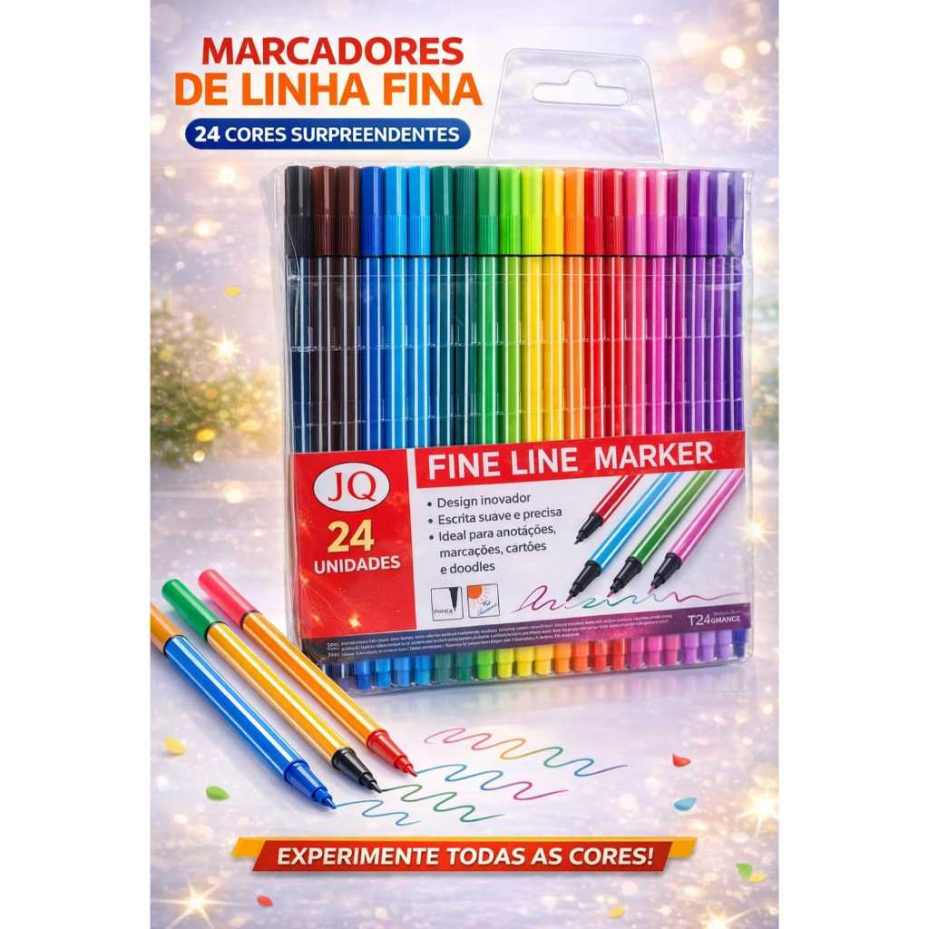 CANETA FINE LINE COLORIDA 0.04 24 CORES