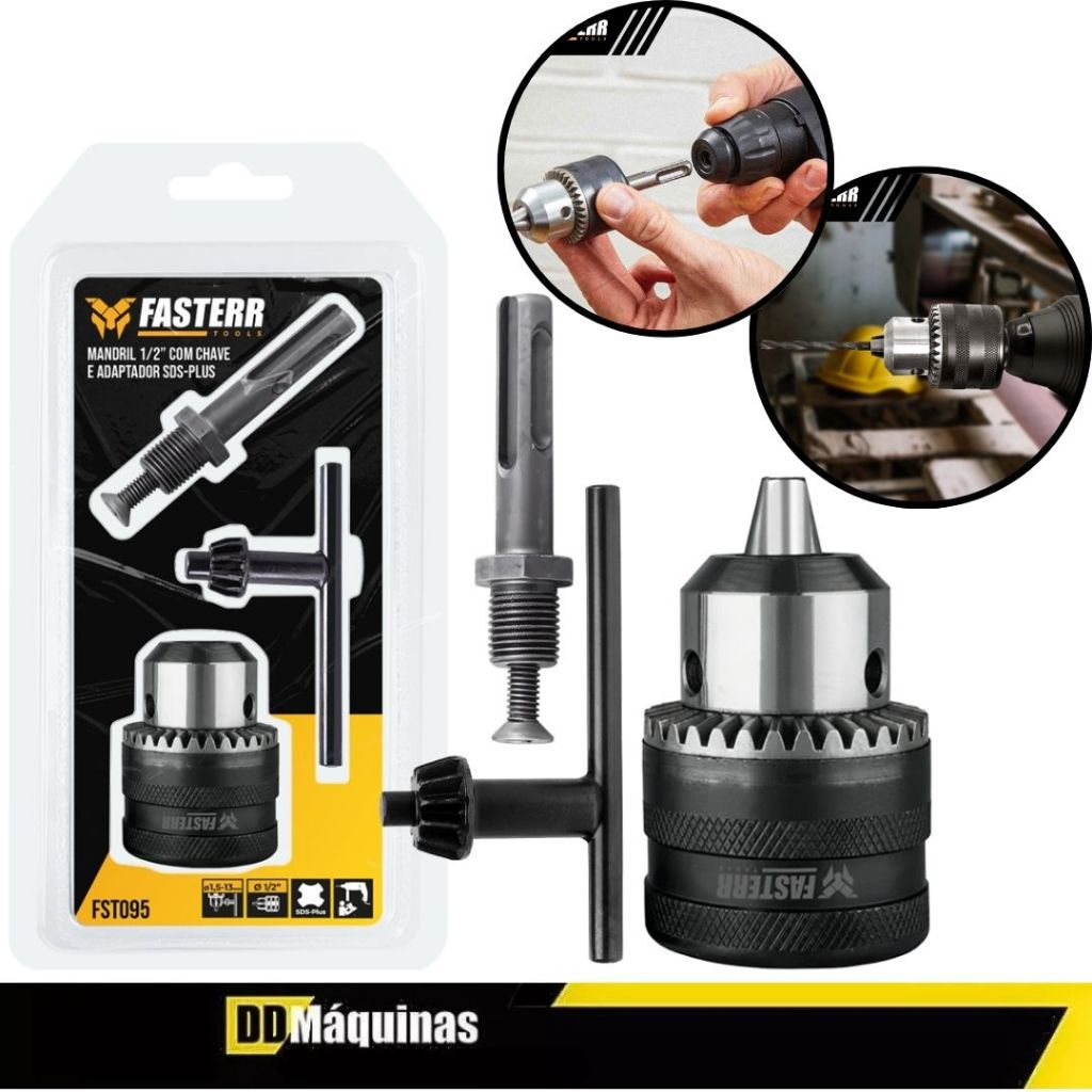 Mandril 1/2 Com Chave E Adaptador SDS Puls 13mm FSTC095 - Fasterr em Oferta na Shopee