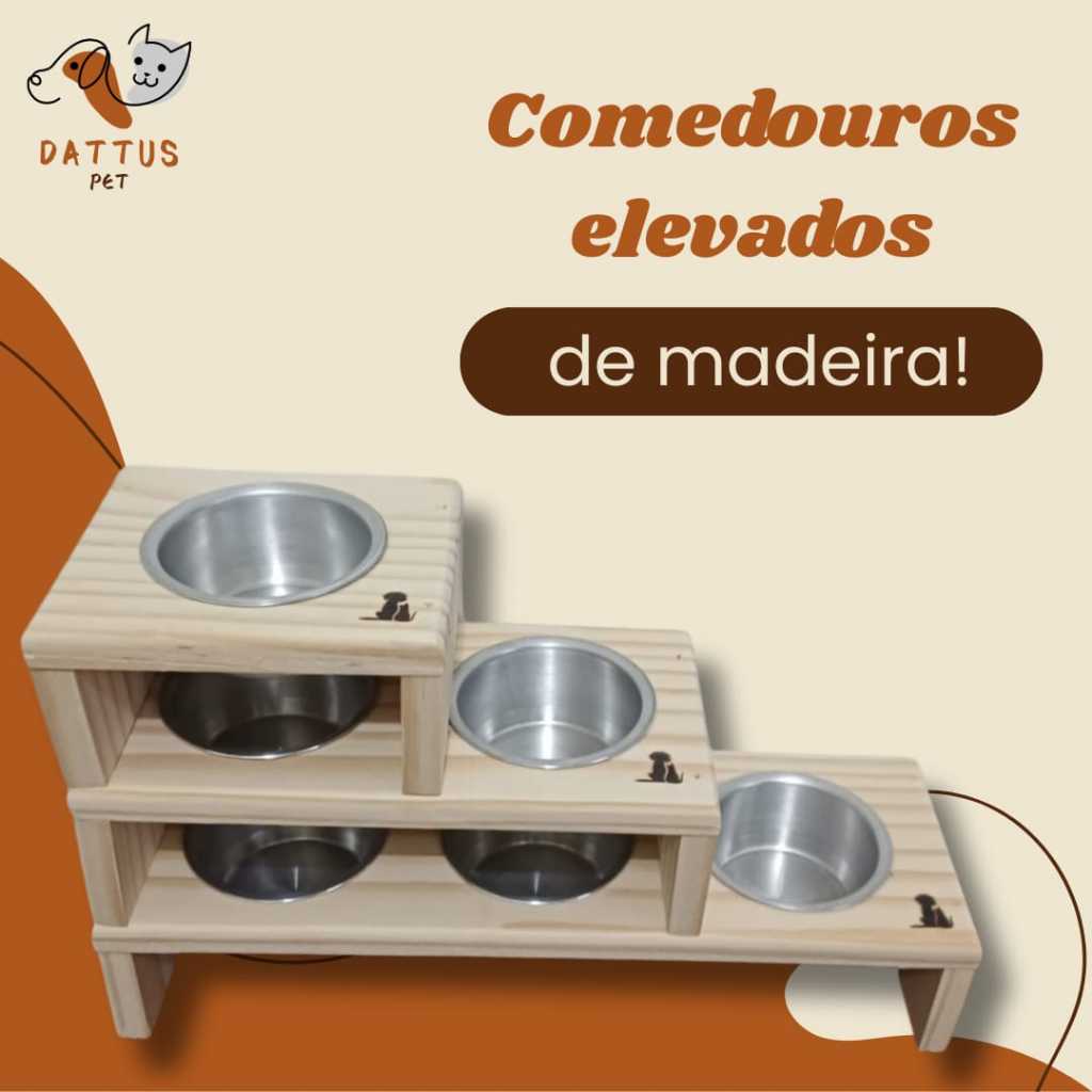 Comedouro e bebedouro de Pinus para cães e gatos