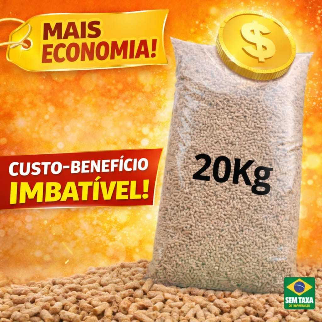 Granulado de Madeira Para Gatos 20Kg Alta Absorção