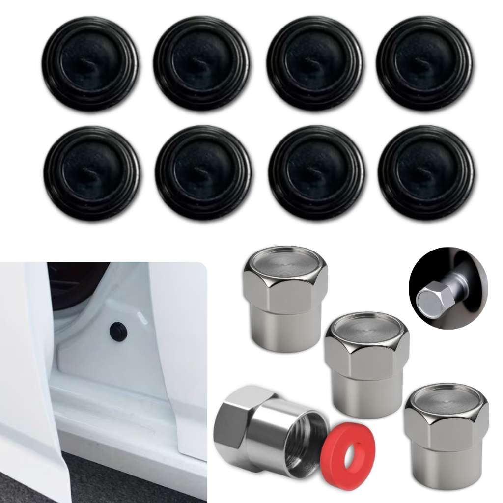 Kit Borrachinha Porta Carro Bico Pneu Metal Automotivo Tampa