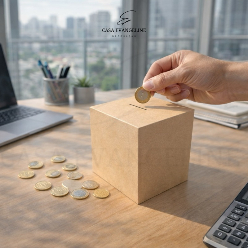 Cofre Cubo Para Moedas E Cédulas Em MDF CRU Juntar Dinheiro Vários Tamanhos A Escolha