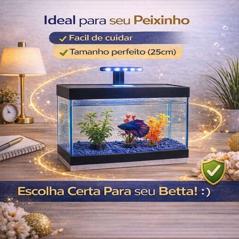 Aquário Decorado para Betta 25cm Pronto para Uso com Pedra e 3 Plantas em Oferta na Shopee