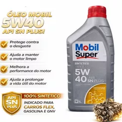 Óleo Motor Mobil Super 5w-40 API SN Plus 100% Sintético Original