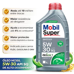 Óleo Motor Mobil 5W30 Sintético API SQ Dexos 1 Gen 3 ILSAC GF-7