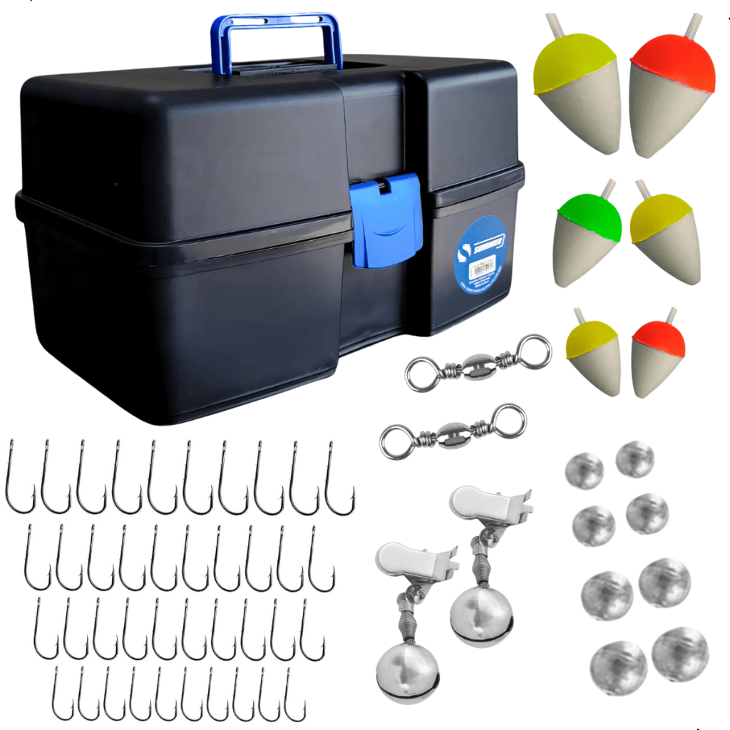 Maleta Multiuso E Kit De Acessórios De Pesca Com Anzóis, Chumbadas, Giradores E Anzóis Para Pescaria em Oferta na Shopee