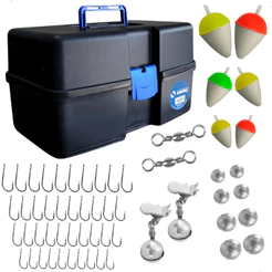 Maleta Multiuso E Kit De Acessórios De Pesca Com Anzóis, Chumbadas, Giradores E Anzóis Para Pescaria