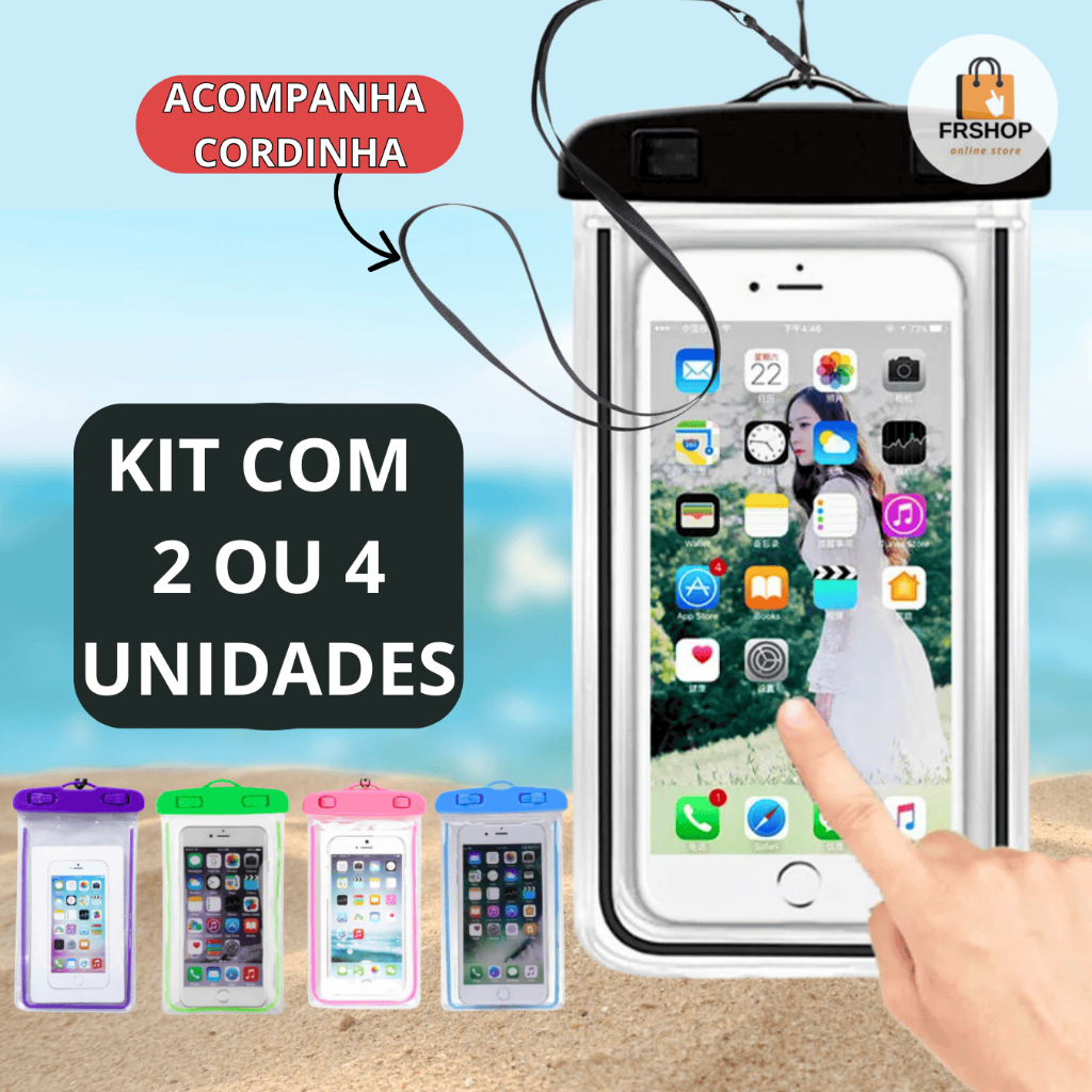 Kit 2/4 Capa Capinha Aprova Dágua Bolsa Impermeável Universal Para Celular em Oferta na Shopee