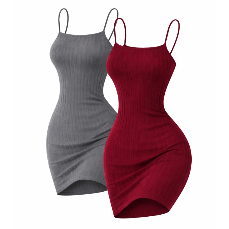 KIT 2 Vestido Mini Curto Canelado Modela o corpo Alcinha Super Promoção em Oferta na Shopee