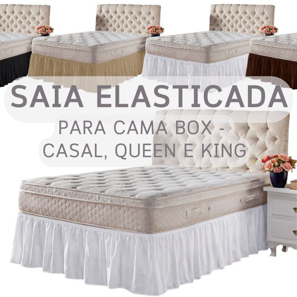Saia Para Colchão Box Cama Casal Padrão Queen King Size Microfibra Com Elástico
