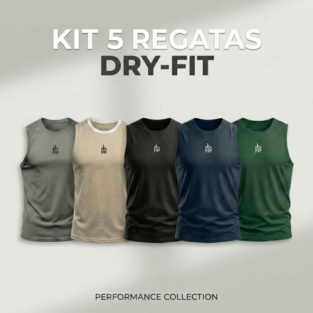 Kit 5 Regatas Dry-Fit Masculina Original Tecido Premium Casual Confortavel Ideal Para Seus Treinos