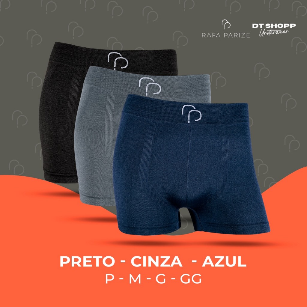 Kit 10 Cuecas Boxer Sem Costura em Microfibra Rafa Parize - Adulto