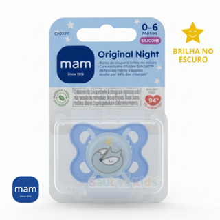 Chupeta MAM Brilha Escuro Night 0-6 M Silicone Menino Azul em Oferta na Shopee
