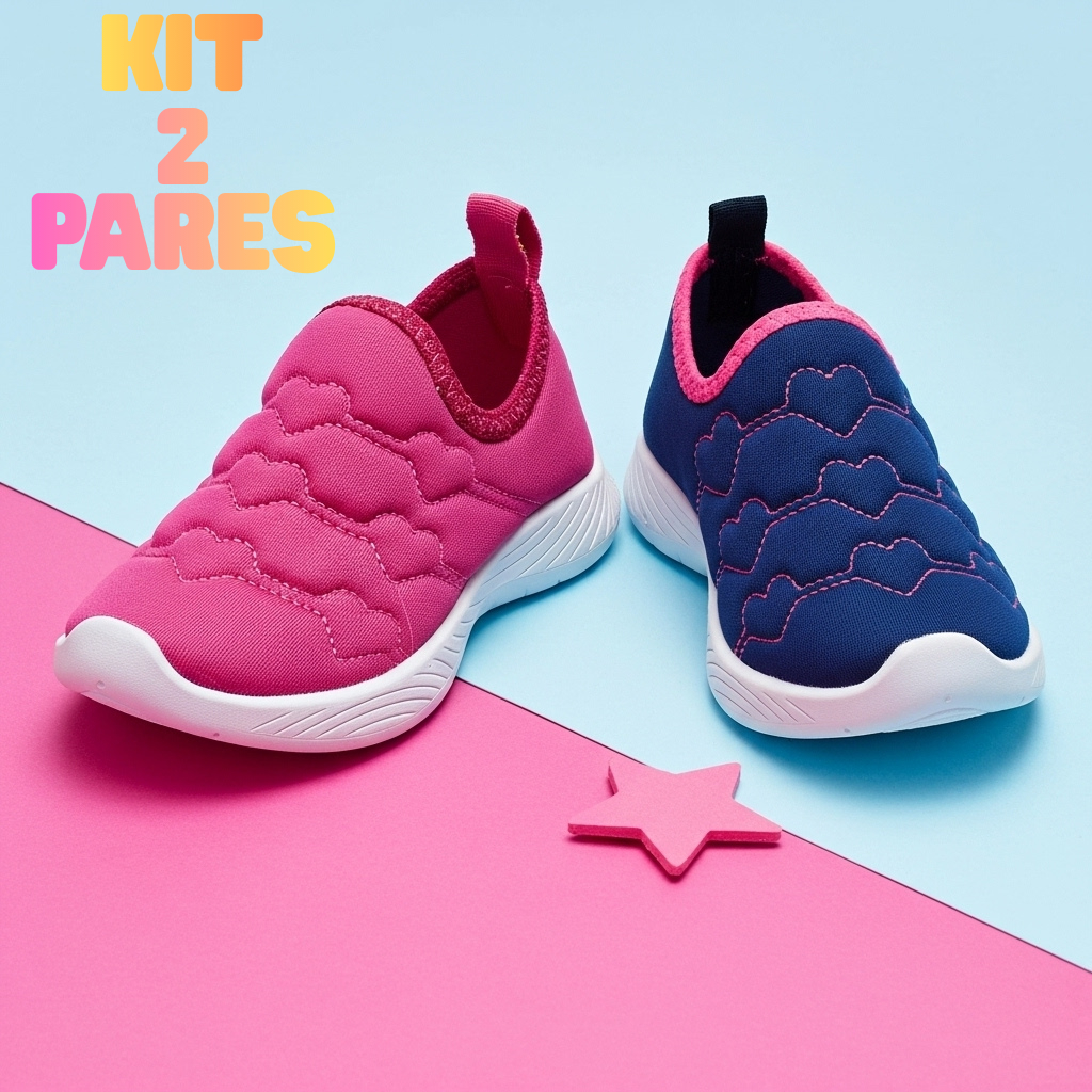 Kit 2 Tênis Infantil Menina Calce Fácil Slip On Confortável Macio e Leve em Oferta na Shopee