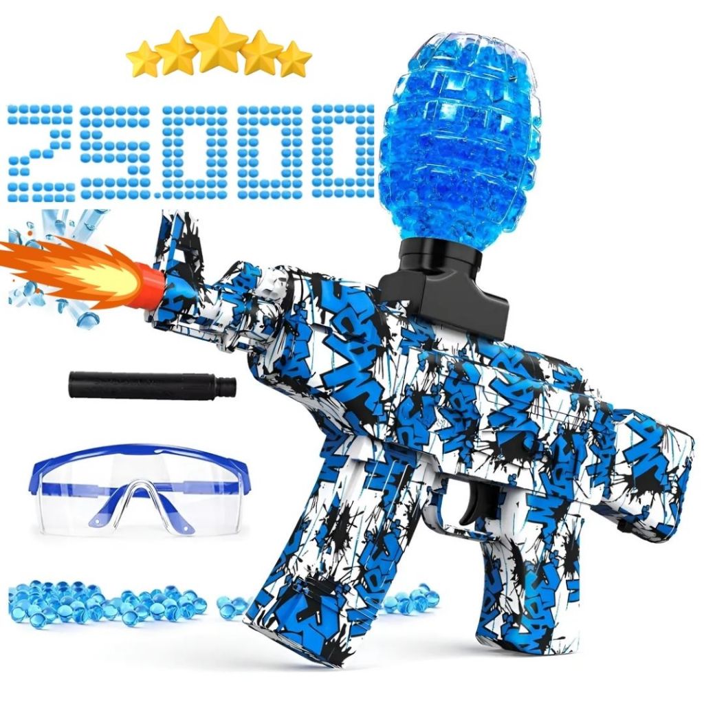🔫 Arminha de Gel AK-47 Elétrico 25.000 Munições + Óculos de Proteção + Acessórios Inclusos em Oferta na Shopee