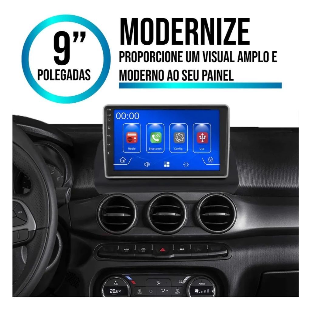 Kit Multimídia 9" Polegadas Fiat Argo/Cronos 2018 Á 2023 Espelhamento Android Carplay + Camera Ré