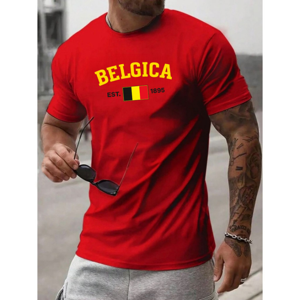 Camiseta Masculina Belgica 100% Algodão Camiseta  Casual Streetwear