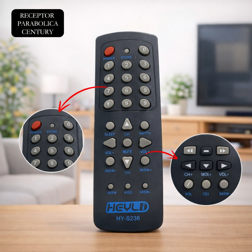 Controle remoto para receptor PARÁBOLICA CENTURY / HY-S236