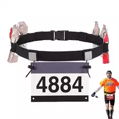 Cinto Porta Número de Corrida - Elástico Ajustável, 6 Compartimentos, Preto 8521
