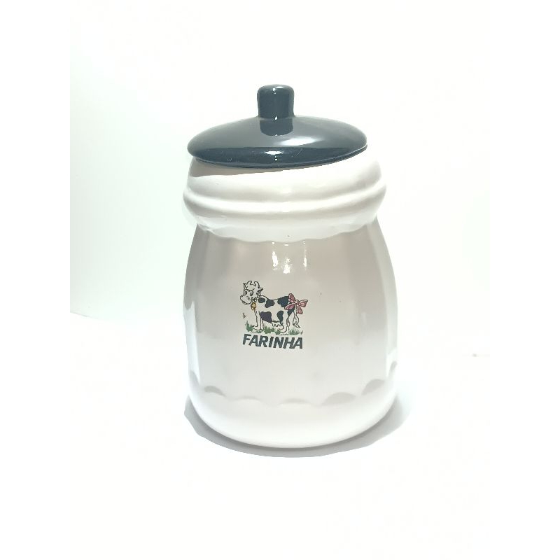 Pote de Cerâmica Antigo para Farinha tema Vaquinha Colecionável leia a descrição