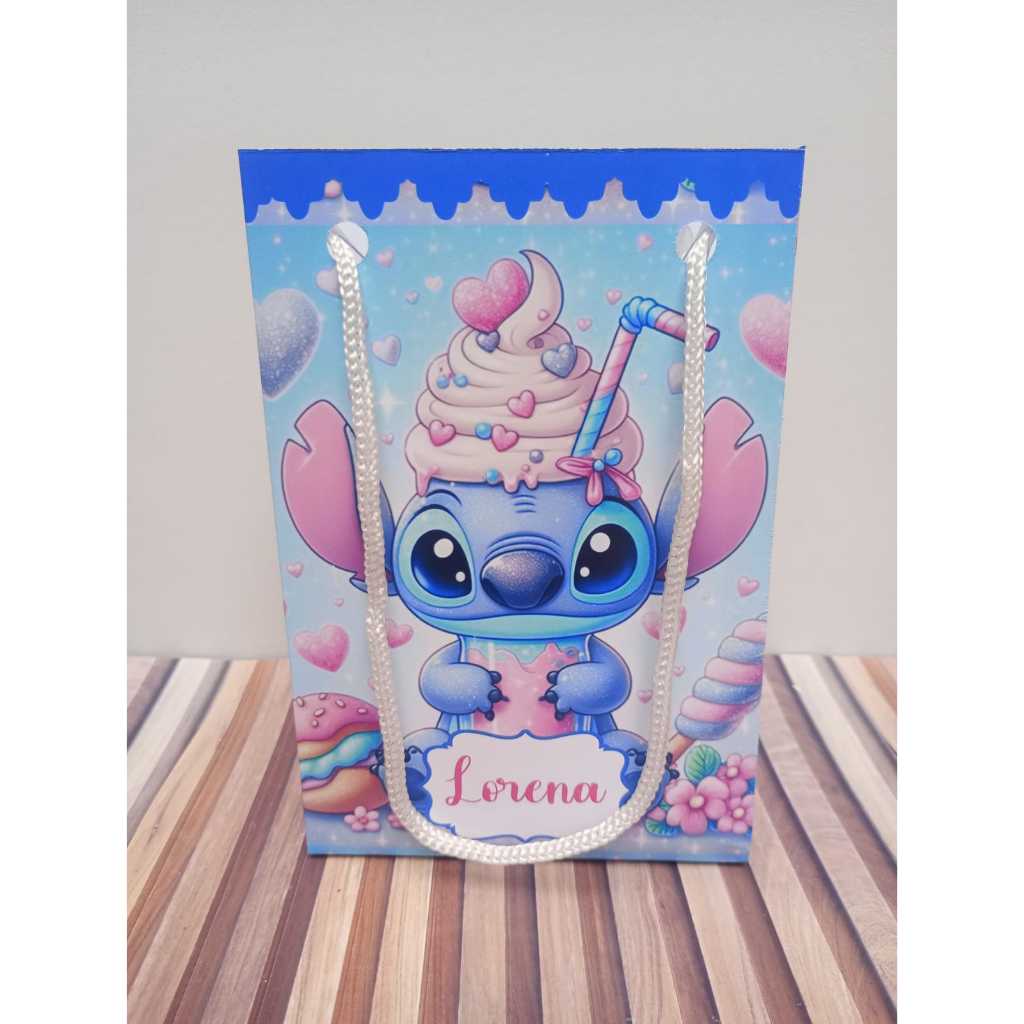 Sacolinhas personalizadas Stitch Doces Confeitaria PEGUE E MONTE Lembrancinha de aniversário Sacolinha surpresa