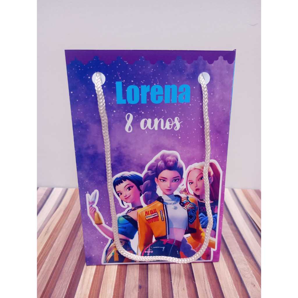 Sacolinhas personalizadas Guerreiras do k-pop PEGUE E MONTE Lembrancinha de aniversário Sacolinha surpresa