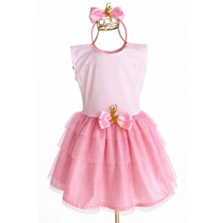 Fantasia vestido infantil menina bailarina com tule brilhante e tiara - para carnaval e balé em Oferta na Shopee