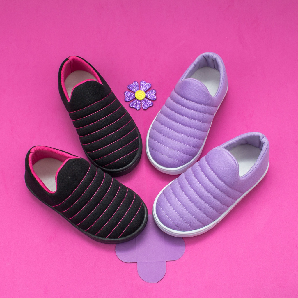 Kit 2 Tênis Infantil Menina Calce Fácil Slip On Com Sola Macia PVC Sem Cadarço em Oferta na Shopee