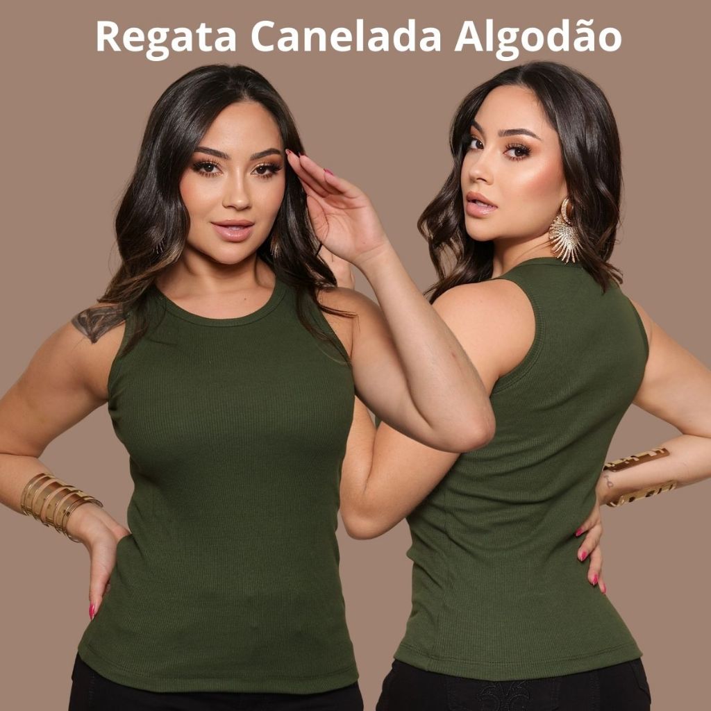 Blusa Feminina Estilosa Regata Canelada Ribana Algodão com Elastano Básica em Oferta na Shopee