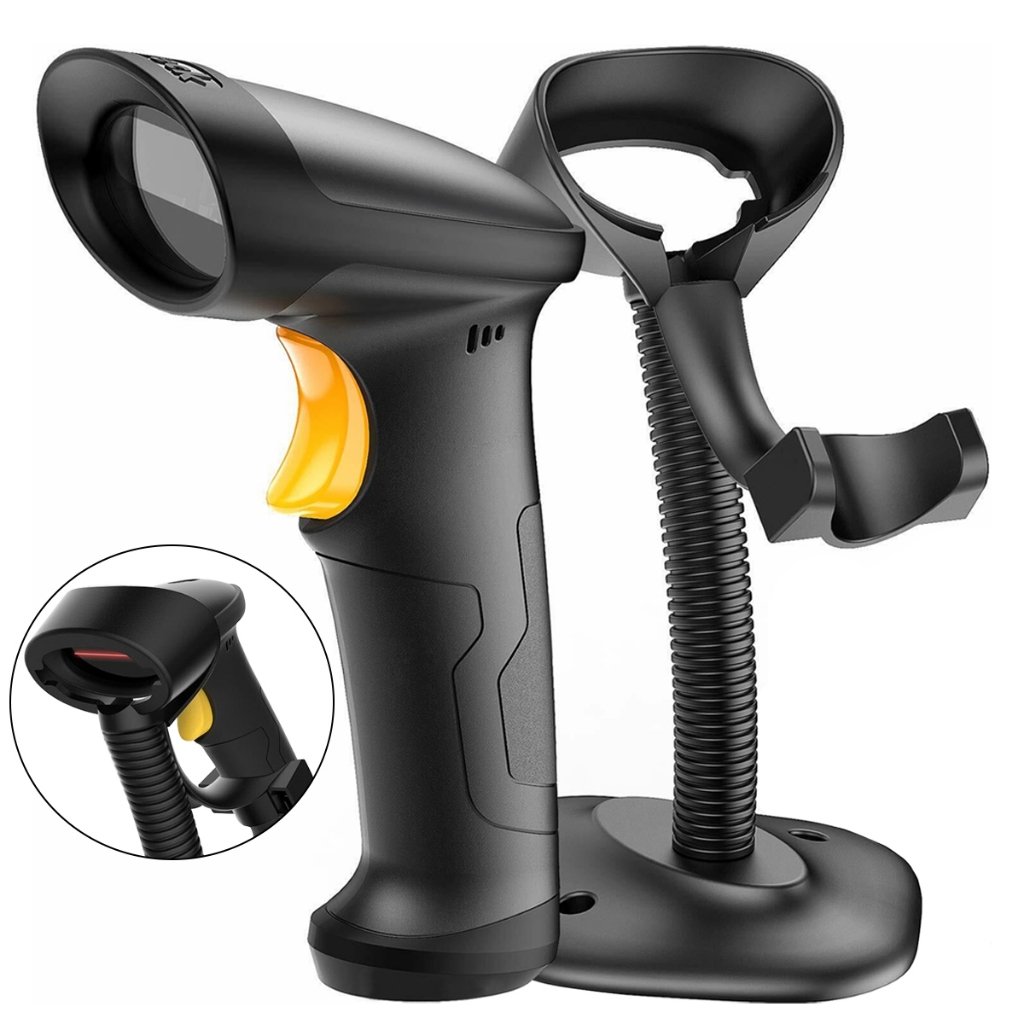 Leitor Código de Barras USB com Suporte Scanner Laser Rápido POS Estoque