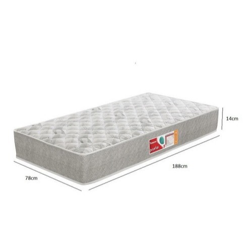 Colchão Solteiro D33 Turquesa Bordado Prorelax Cor Cinza 78x188x14 cm