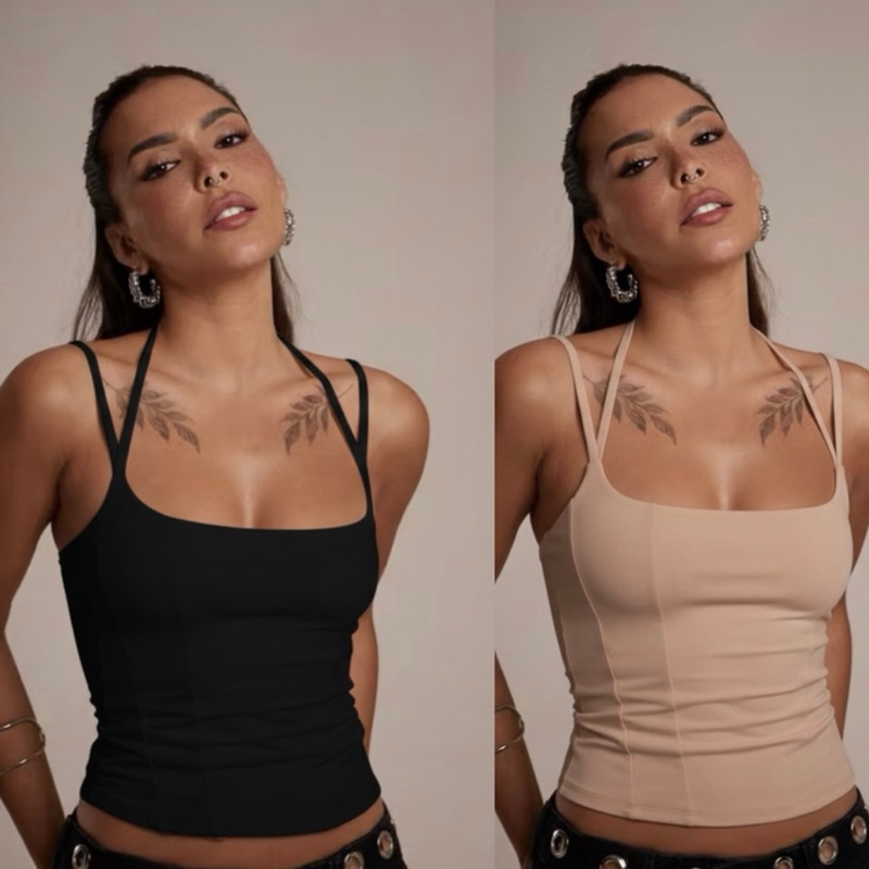kit 02 Corset Feminino Frente Dupla com Toque de Poliamida Moda Gringa Regata Cropped Feminina em Oferta na Shopee