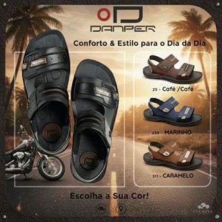 Sandália Masculina Danper Original Confortável Solado Borracha Velcro Motoqueiro Dia a Dia em Oferta na Shopee
