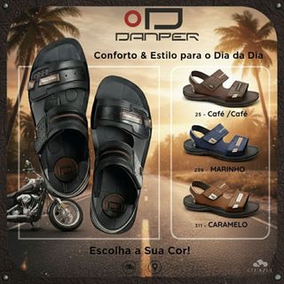 Sandália Masculina Danper Original Confortável Solado Borracha Velcro Motoqueiro Dia a Dia