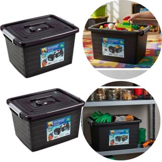 Kit 2 Caixa Organizadora Multiuso Preta C/ Tampa 30L em Oferta na Shopee